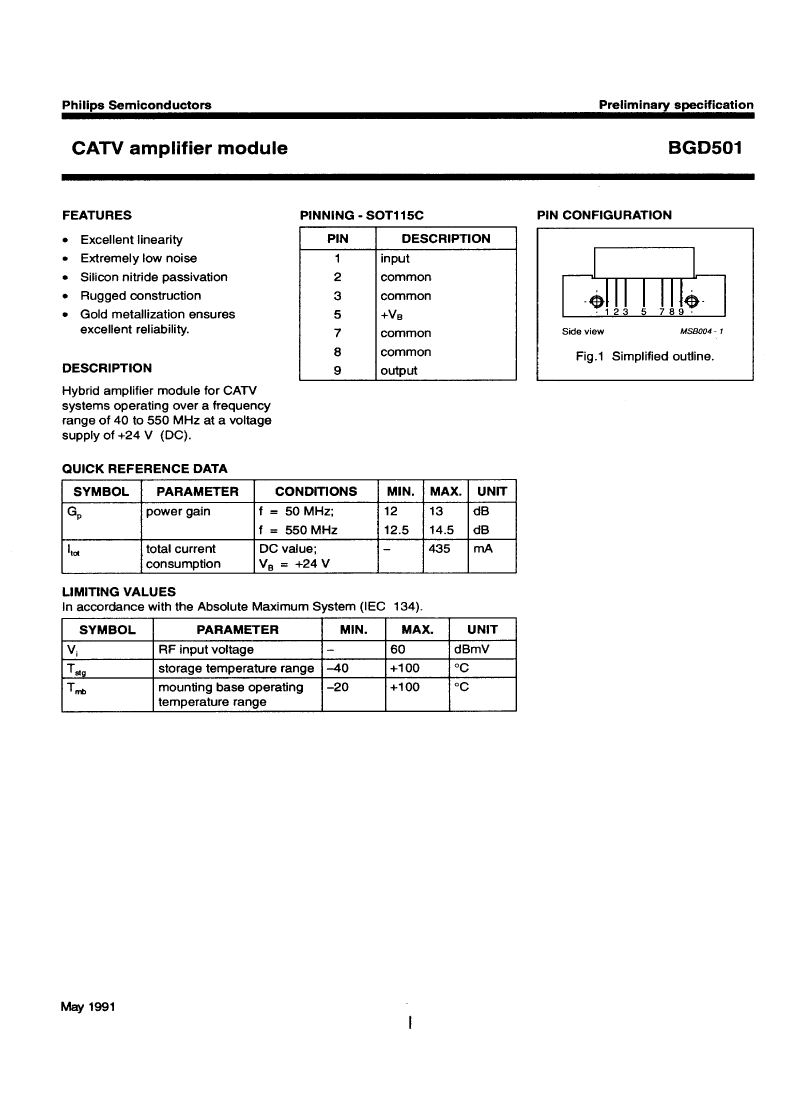 BGD501 Datasheet PDF文件下载 芯片资料查询 维库电子市场网